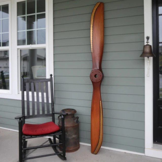 Curtiss Jenny J6 Replica 90" Wood Wooden Airplane Aircraft Propeller Brass Edges Curtiss Jenny J6 Replica 90" Wood Wooden Airplane Aircraft Propeller Brass Edges