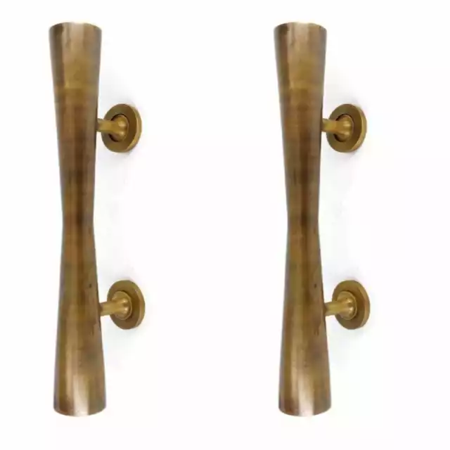 2 large 34cm DOOR handle pull solid SPUN antique age brass old style hollow 14"B