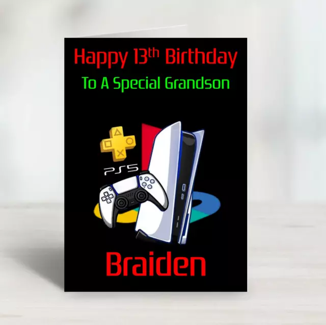 Personalised Birthday Card Playstation Boys Teenager Son Grandson Nephew Brother