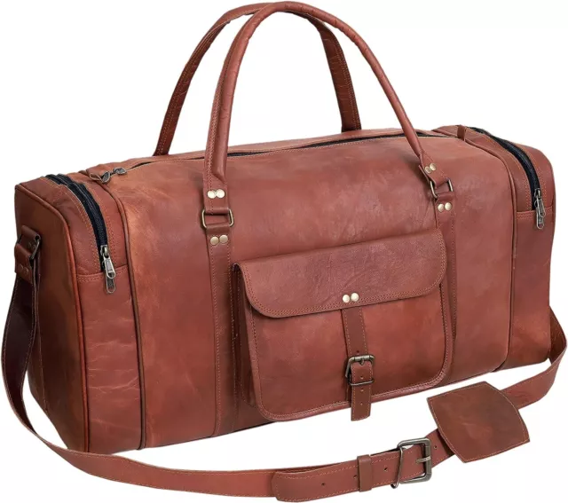 Leather 24 Inch Trolly case Duffel Bag Carryall Weekender Travel Overnight Gym