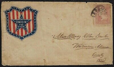 US 1860s CIVIL WAR COVER PATRIOTIC THE UNION FOR EVER STAR IN SHIELD TO CRIVITZ