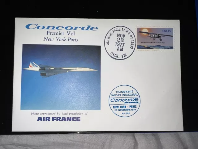 Concorde Flown Cover First Flight Air France from New York to Paris 1977