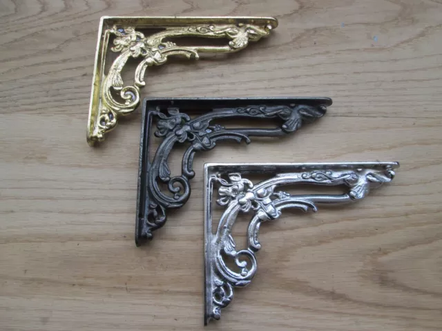 1 X 8" Cast iron Vintage Old Ornate decorative fancy Shelf Support Book Bracket