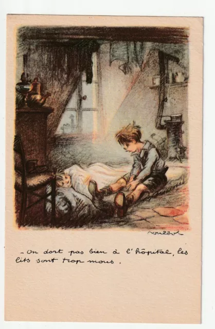 POULBOT - Cpa Illustrateur - couleur - On dort pas bien à l' Hopital