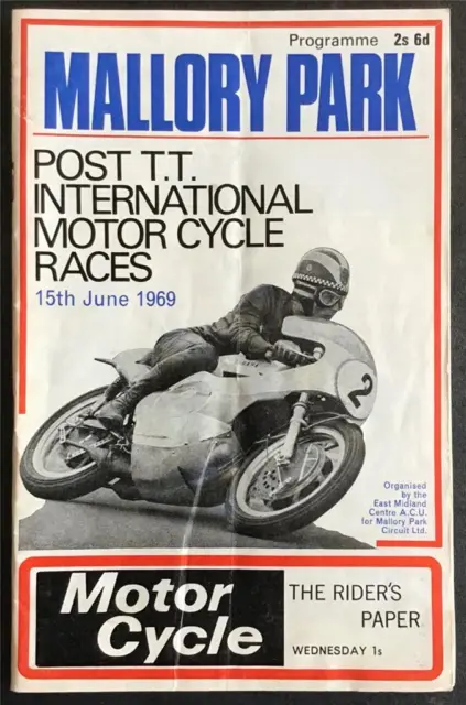 MALLORY PARK 15 Jun 1969 POST TT INTERNATIONAL MOTOR CYCLE RACES Programme