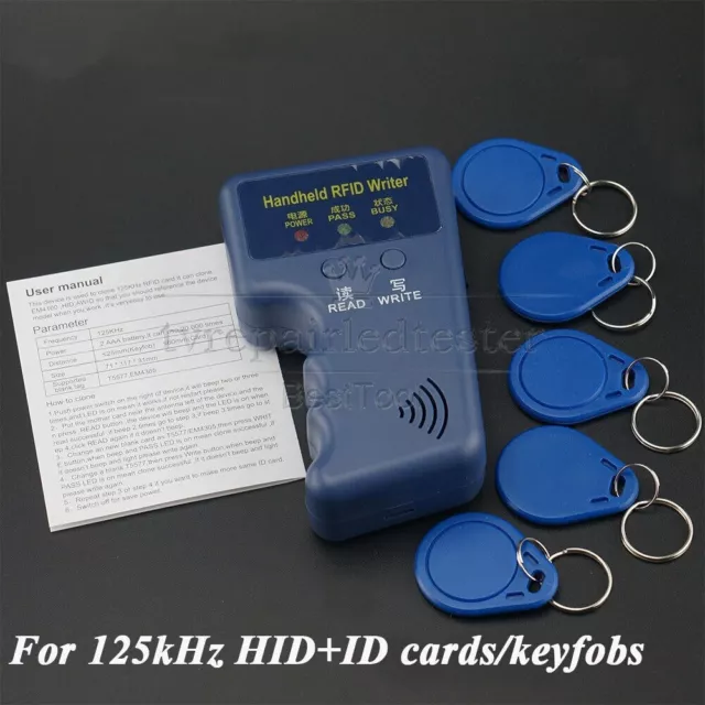 Duplicateur/copieur de carte RFID portable pour cartes/portefeuilles 125 KHz