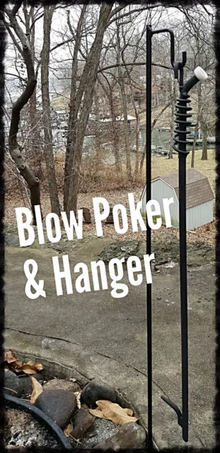 Blow Poker (29") & Hanger, Campfire/Fireplace, Made in US by Blacksmith Poke