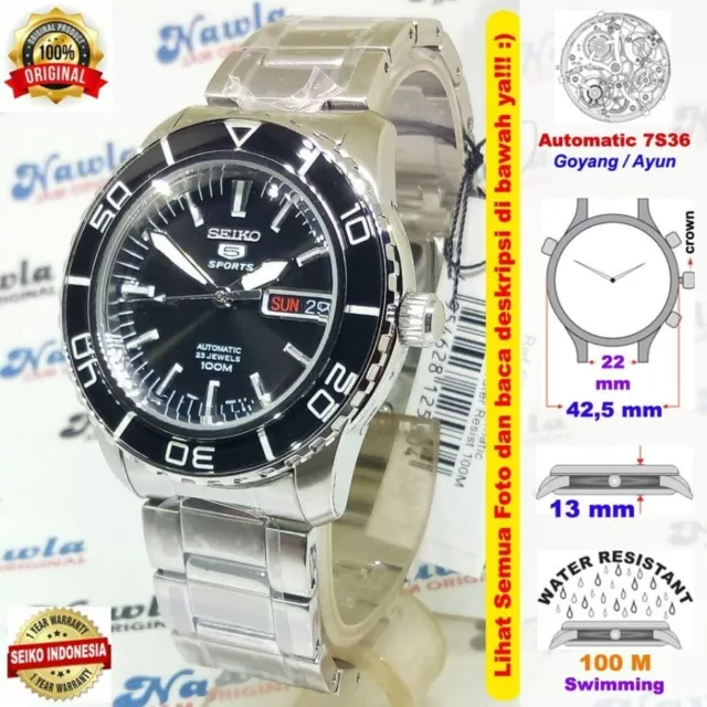 Brand New Seiko 5 SNZH55K1 Sports Automatic Men's Watch Black Dial