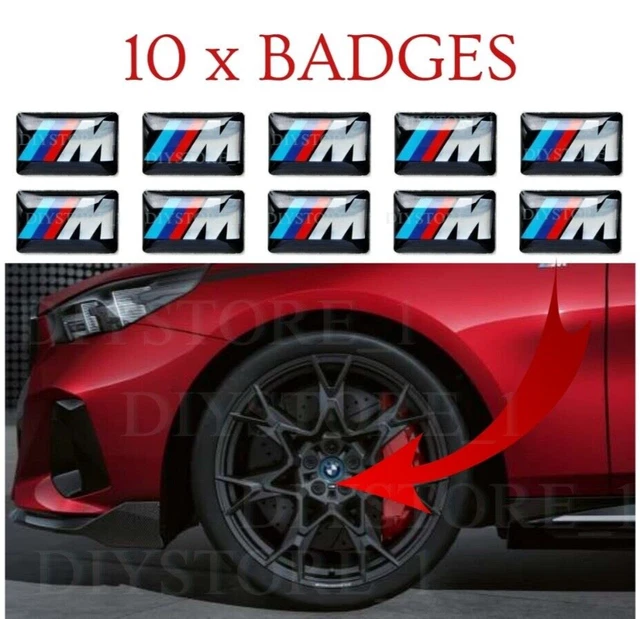 10x BMW M Sport Alloy Wheel Badge Stickers – 17mm X 9mm Glossy Emblem Decals