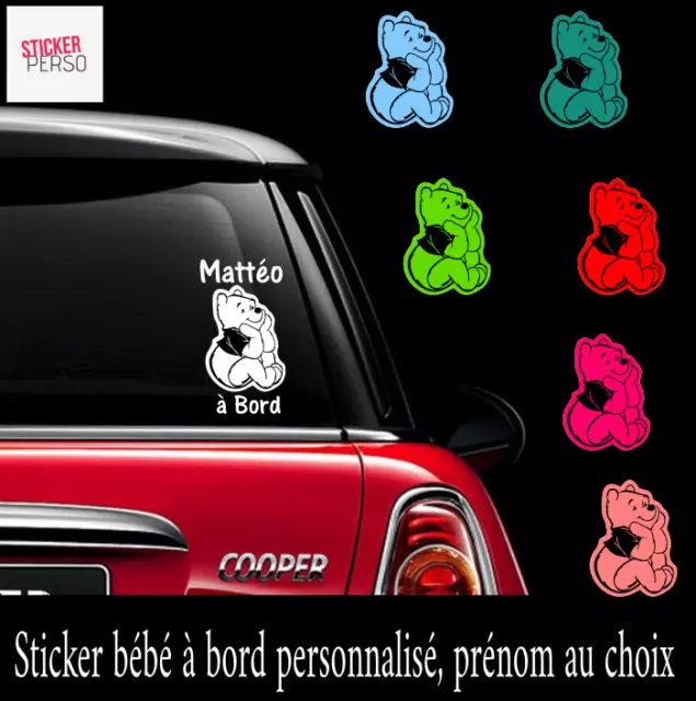 Autocollant Bébé à Bord Personnalisé Mickey - Prénom Au Choix - Sticker Voiture Made In France
