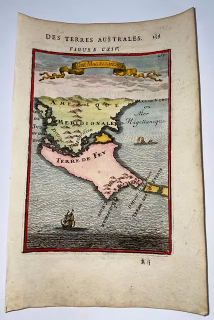 Strait Of Magellan 1683 Alain Manesson Mallet Antique Map 17Th Century