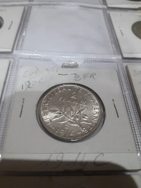 Lot De 17 Pieces Differentes De 2 Francs En Argent Semeuse.
