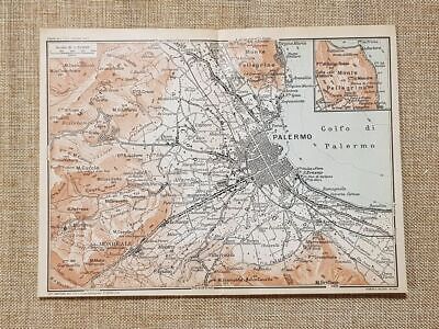 Carta o cartina del 1919 Golfo di Palermo Monte Pellegrino Cuccio Sicilia T.C.I. 