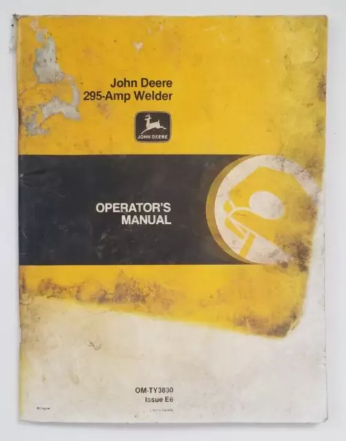 John Deere 295 Amp Welder Owner Owner's Operator Maintenance Manual OM-TY3820