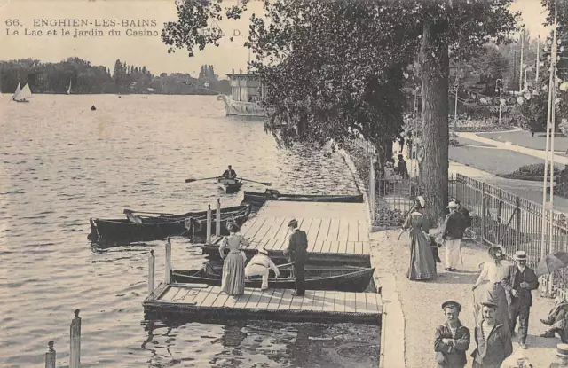 Cpa 95 Enghien Le Lac Et Jardin Du Casino