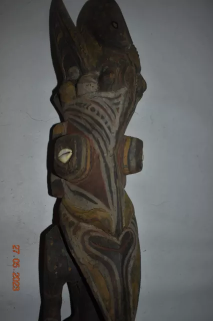 Papua New Guinea Spirit Figure, Shell Eyes 24" 1900S