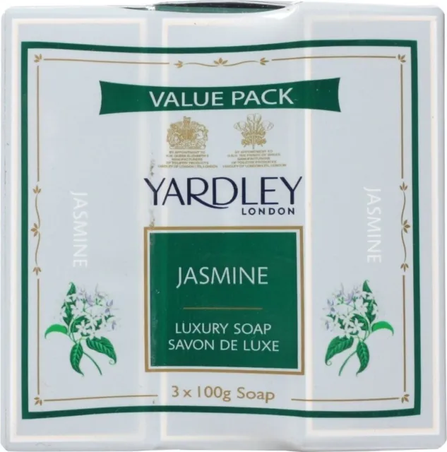 Yardley London Jasmin Luxus Seife für Damen 100gm Jedem Pack 3