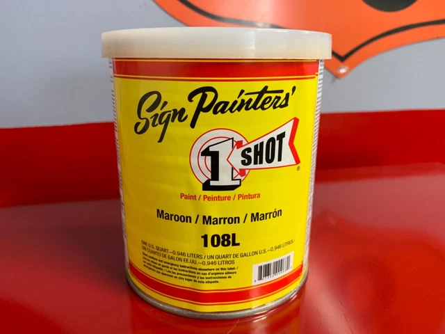 1 Shot SIGN Paint Lettering Enamel Pinstriping 108L MAROON One Shot 1 Quart