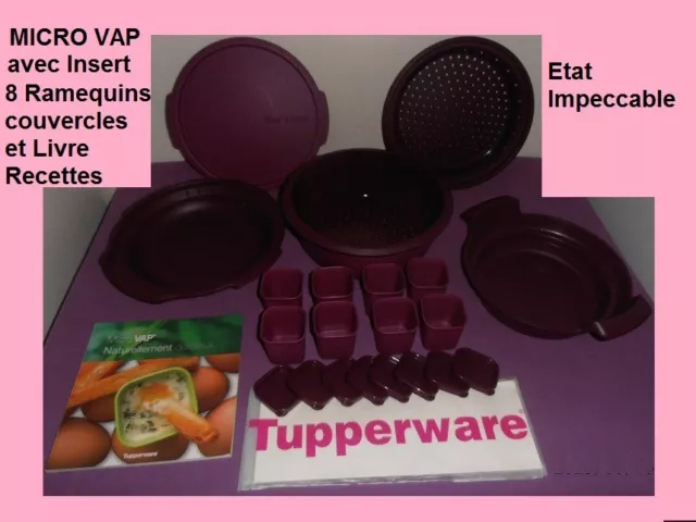 TUPPERWARE Micro Vap + Insert + 8 Ramequins / Couvercles + Livre Recettes 