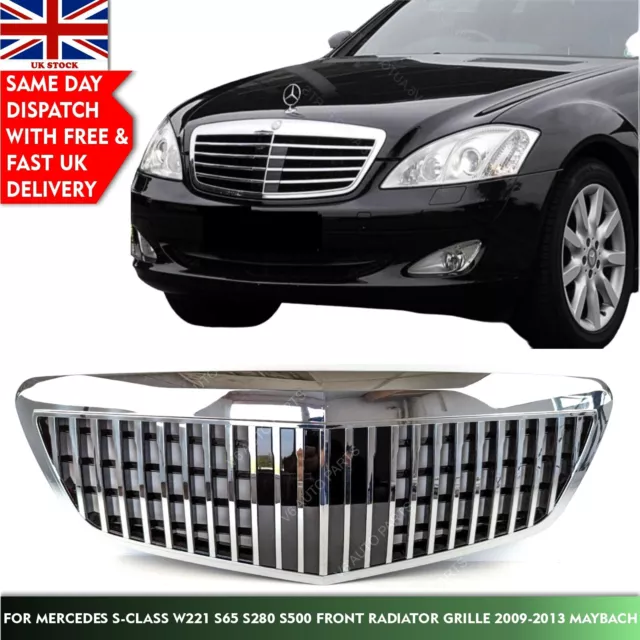 For Mercedes S-Class W221 S65 S350 Front Radiator Chrome Grille 2009-13 Maybach