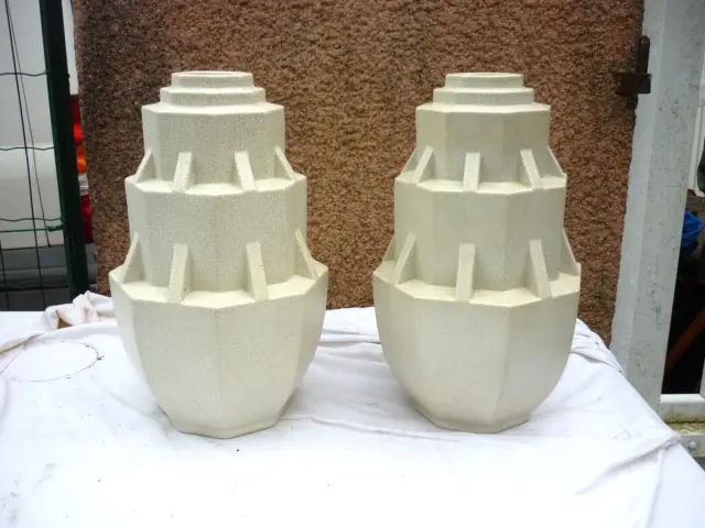 paire de vase art déco céramique craquelée mougin nancy 1930