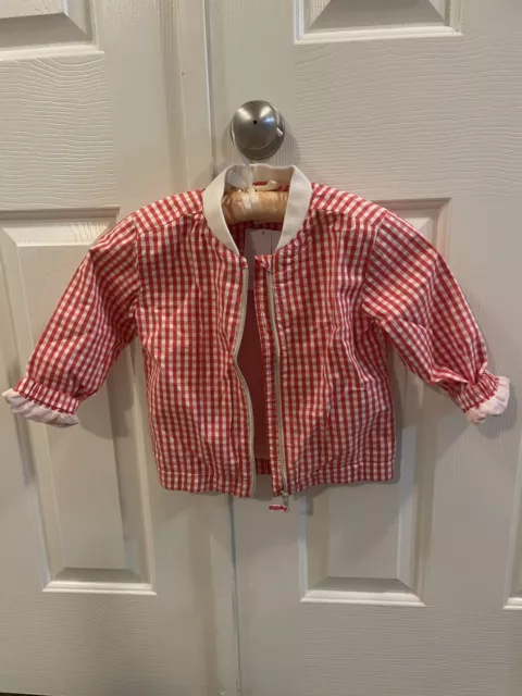 H&M Kids Girls Red/White Checkered Gingham Jacket SZ 4-T