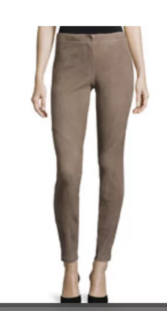Lafayette 148 New York Womens Gray Suede High Rise Skinny Pants Size 12 Nwt