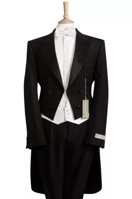 Weiß Krawatte Frack Anzug Schwarz Abend Vier Stück Marcella Wolle Baumwolle