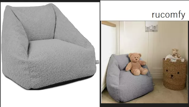 rucomfy Kids Chair Bean Bag seat SMALL child armchair Snuggle Room Comfy Grey