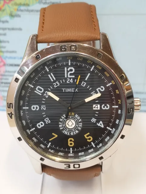 Timex Quartz Black Dial Ti000U90100-44 Men Full Working Condition Vintage Watch
