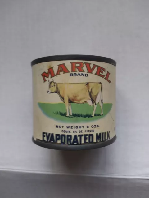 Vintage Marvel Brand Evaporated Milk Can - Webster Grocer Company Danville, IL