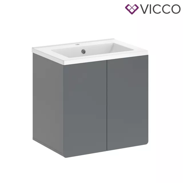 Badmöbel-Set Izan Grau modern Waschtischunterschrank Waschbecken Vicco 2