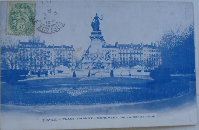 Lyon 69 CPA Place Carnot Monument De La Republic Good Condition 1907