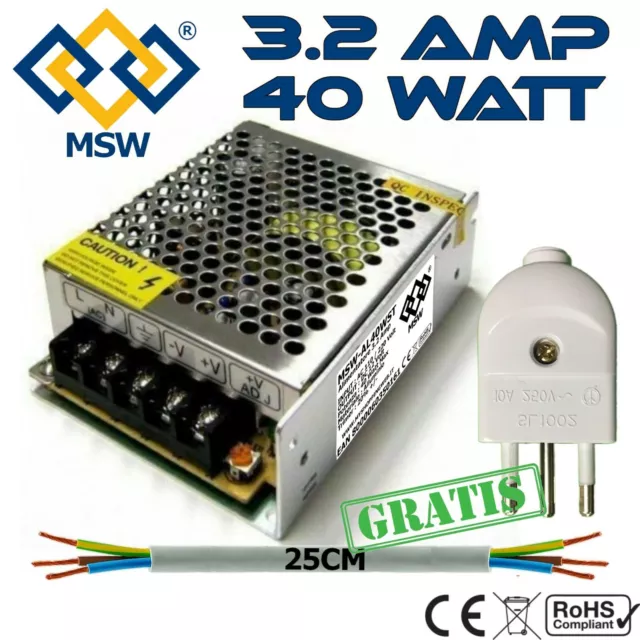 Trasformatore Alimentatore Stabilizzato 3,2A Amp - Out 12V Imput 220V - 40 Watts