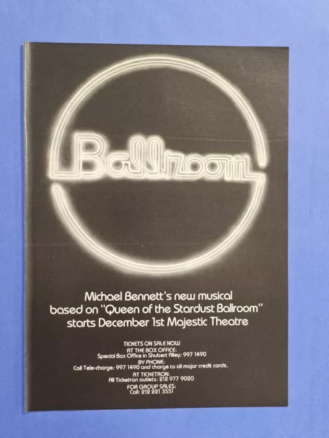1978 Vintage Print Ad Ballroom Musical Based On "Queen of the Stardust Ballroom"