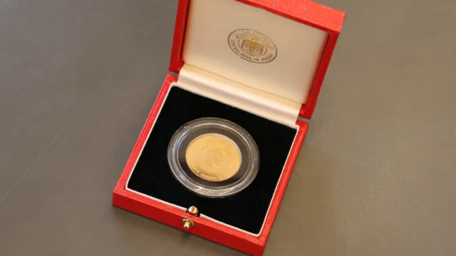 Jordan 1985 gold 22ct 50 Dinar King Hussein 50th Birthday coin commemorative