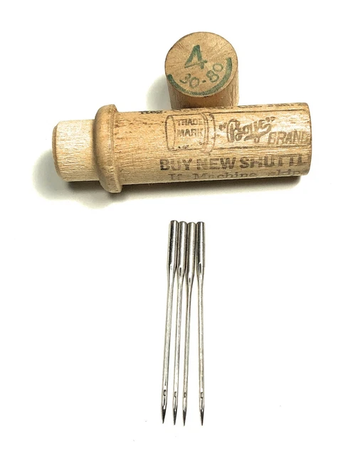 Antique Boye Sewing Machine Needles Wooden Tube No. 4 30-80