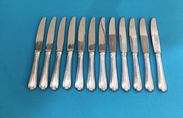 MÉNAGÈRE 12 COUTEAUX 20,5cm Métal argenté et lame Inox EUR 95,00