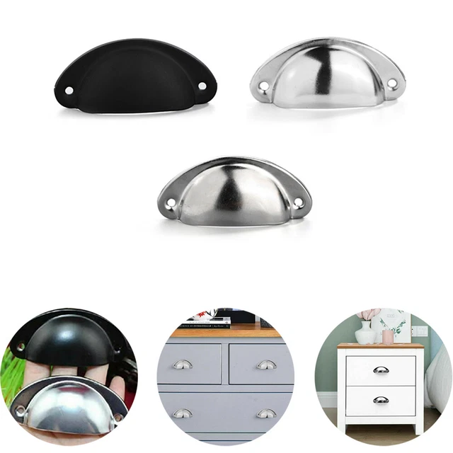 Cup Pull Shell Handles +Screws Half Moon Kitchen Cupboard Cabinet Door DrawerIL