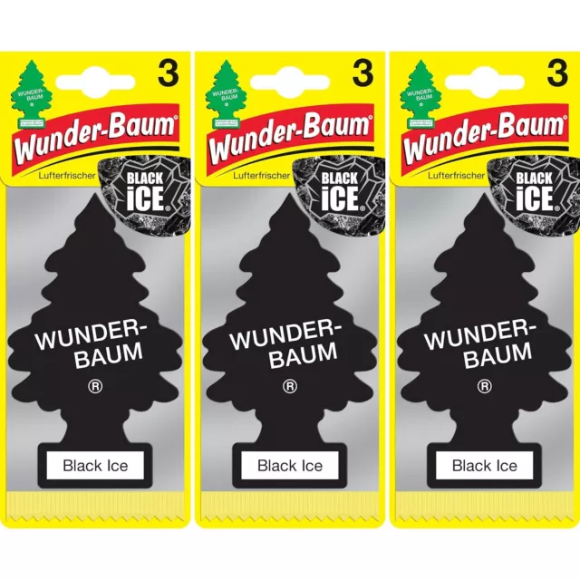 Wunderbaum Duft- Baum Auto Lufterfrischer Autoduft Black Ice 3 x 3er Karte