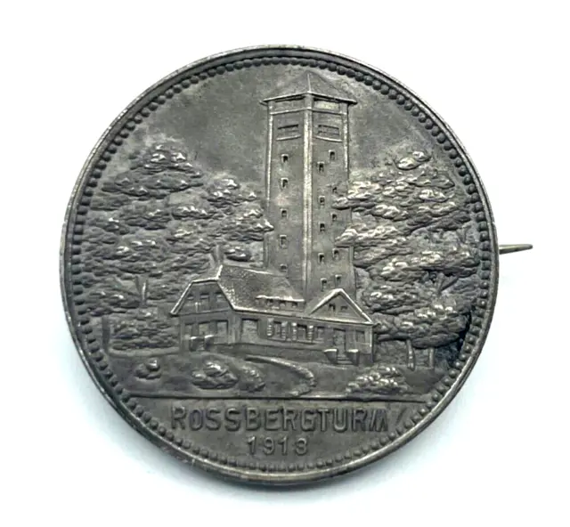 Schwäbischer Albverein Silber Anstecknadel 1888-1913 Rossbergturm rar sehr gepfl