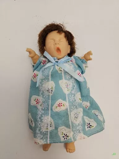 Gi Go Vtg 90s Toy Palm Pals Happy Kids Expression Bean Bag Blue Sleepy Doll 8"