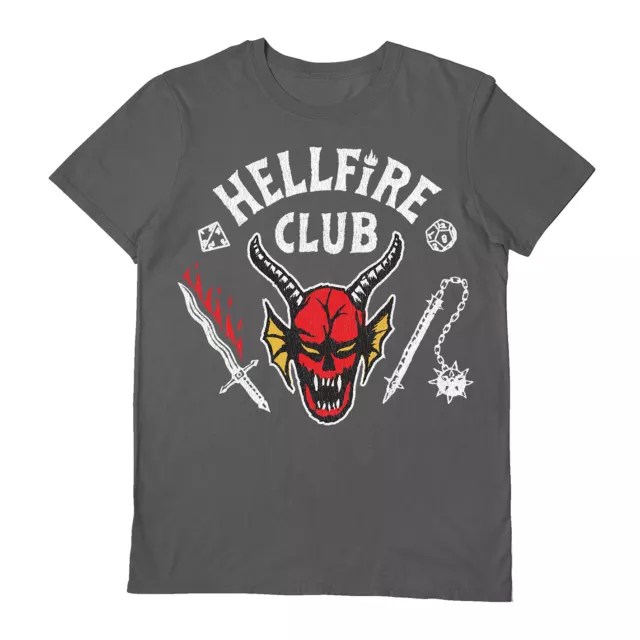 STRANGER THINGS SEASON 4 - Hellfire Club - Official Grey Short Sleeve T ...