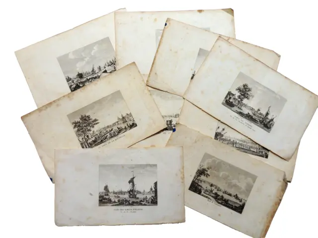 Bon lot de gravures XIXe. Ports de France. Granville, St Malo, Brest, Vannes..