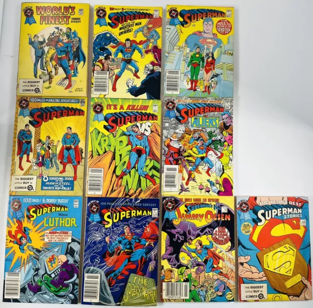 Lot Of 10 Superman Best Of Dc #20-50 Run Blue Ribbon Digest Dc 1982