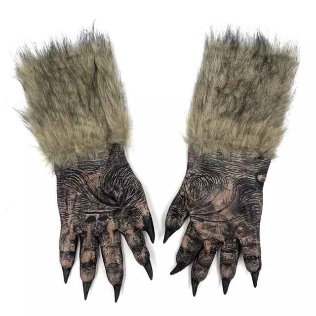 Adults Big Bad Wolf Werewolf Claws Gloves Paws Pair Halloween Fancy Dress Hands