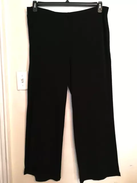 Ellen Tracy Womens Pants XL Black Dress Wide Leg Pull On Elastic Waist Casual