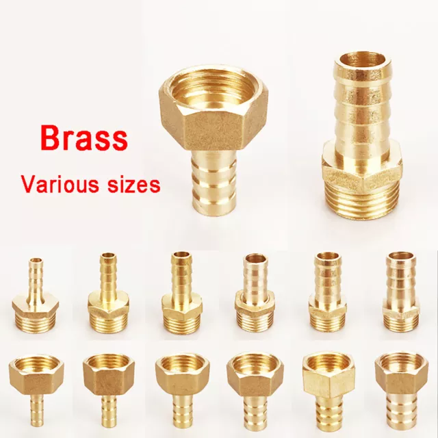 BSP Brass Male/Female Thread Fitting x Barb Hose Tail End Connector 1/8" to 2" 2