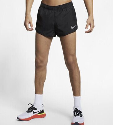Nike Uomo Split 2" Nero In Esecuzione Di Formazione Pantaloncini 2 in 1 riflettente AQ5333-010 - S