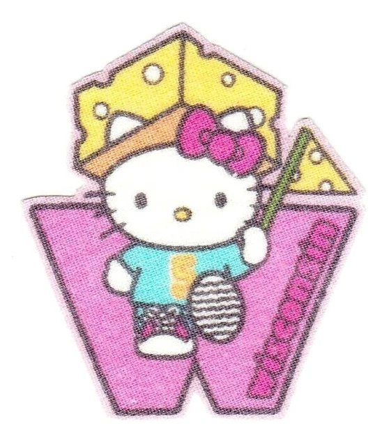 Tela Hello Kitty Wisconsin aplique hierro en estado no bordado 2 pulgadas * nuevo